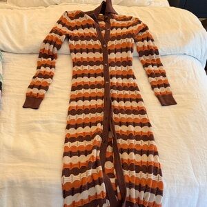 Dodo Bar Or Brown and Cream Knit Cardigan / Maxi Dress
